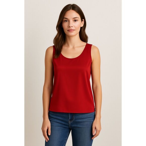 Eileen Fisher Red 100% Silk Sleeveless Tank Top (Size XS) - Picture 1 of 7